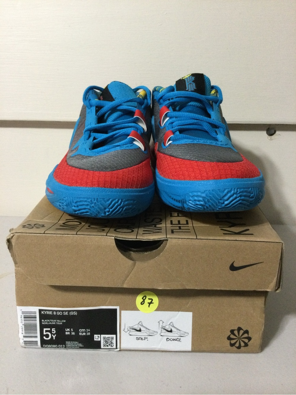 Nike Kids' Kyrie 8 Low Blue/Red/Gray Basketball Shoes